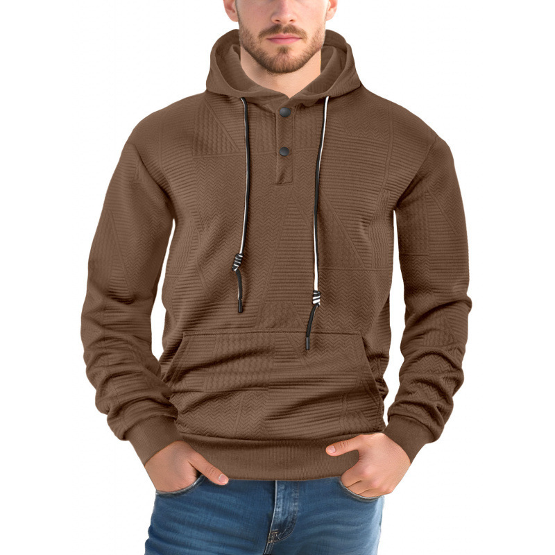 Pullover Solid Color Casual Sports Loose Long Sleeve Hooded Sweater Men - Image 6