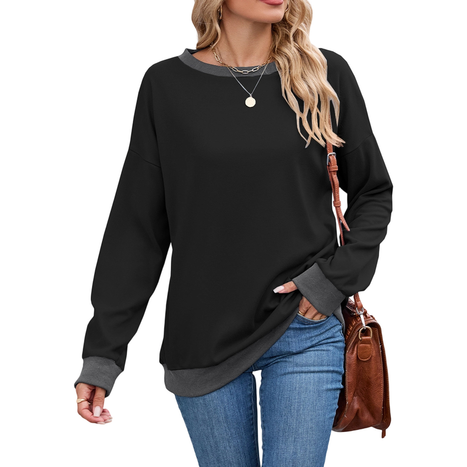 European And American Round Neck Loose Top - Image 6