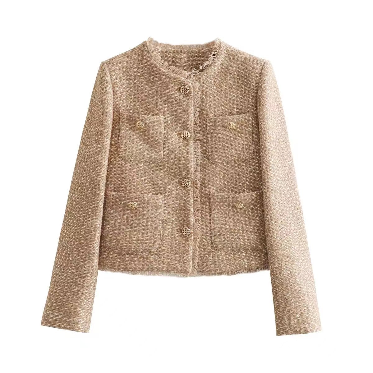 Women's Fashion Woolen Solid Color Casual Top Short Coat - Image 9