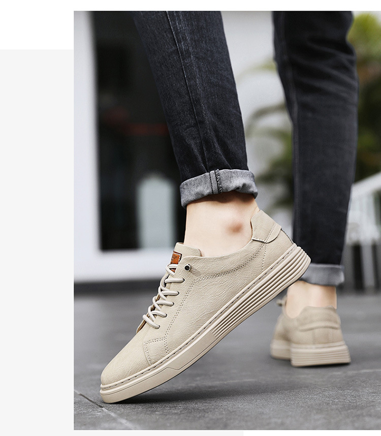Low-top Men's Shoes Two-layer Cowhide Casual Sneakers - Image 4