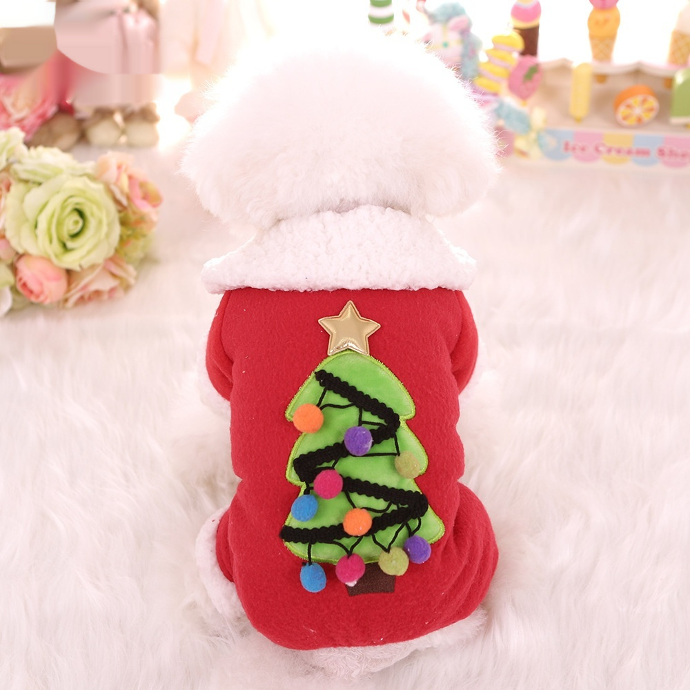 Pet Cat Dog Autumn And Winter Christmas Fleece-lined Thickened Cotton-padded Coat - Image 3