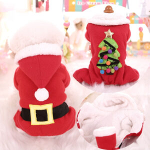 Pet Cat Dog Autumn And Winter Christmas Fleece-lined Thickened Cotton-padded Coat