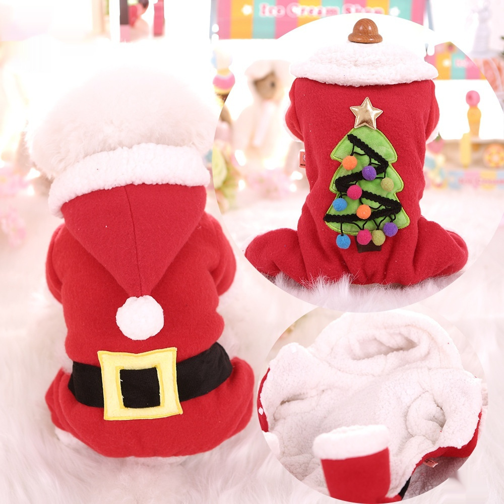 Pet Cat Dog Autumn And Winter Christmas Fleece-lined Thickened Cotton-padded Coat