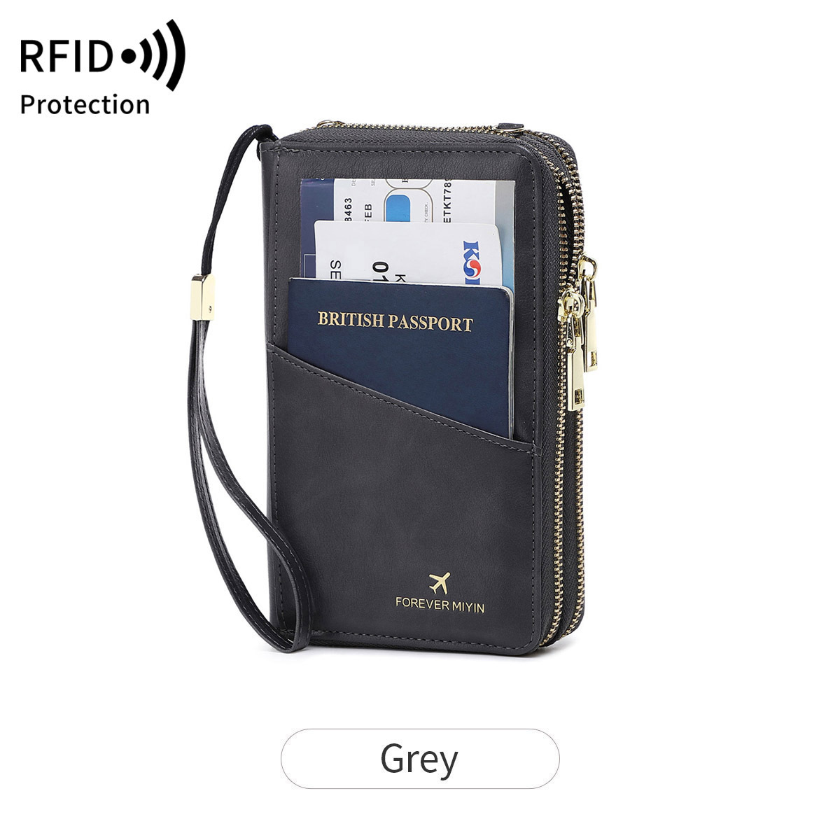 RFID Multi-functional Double Zipper Storage Crossbody Wallet - Image 2