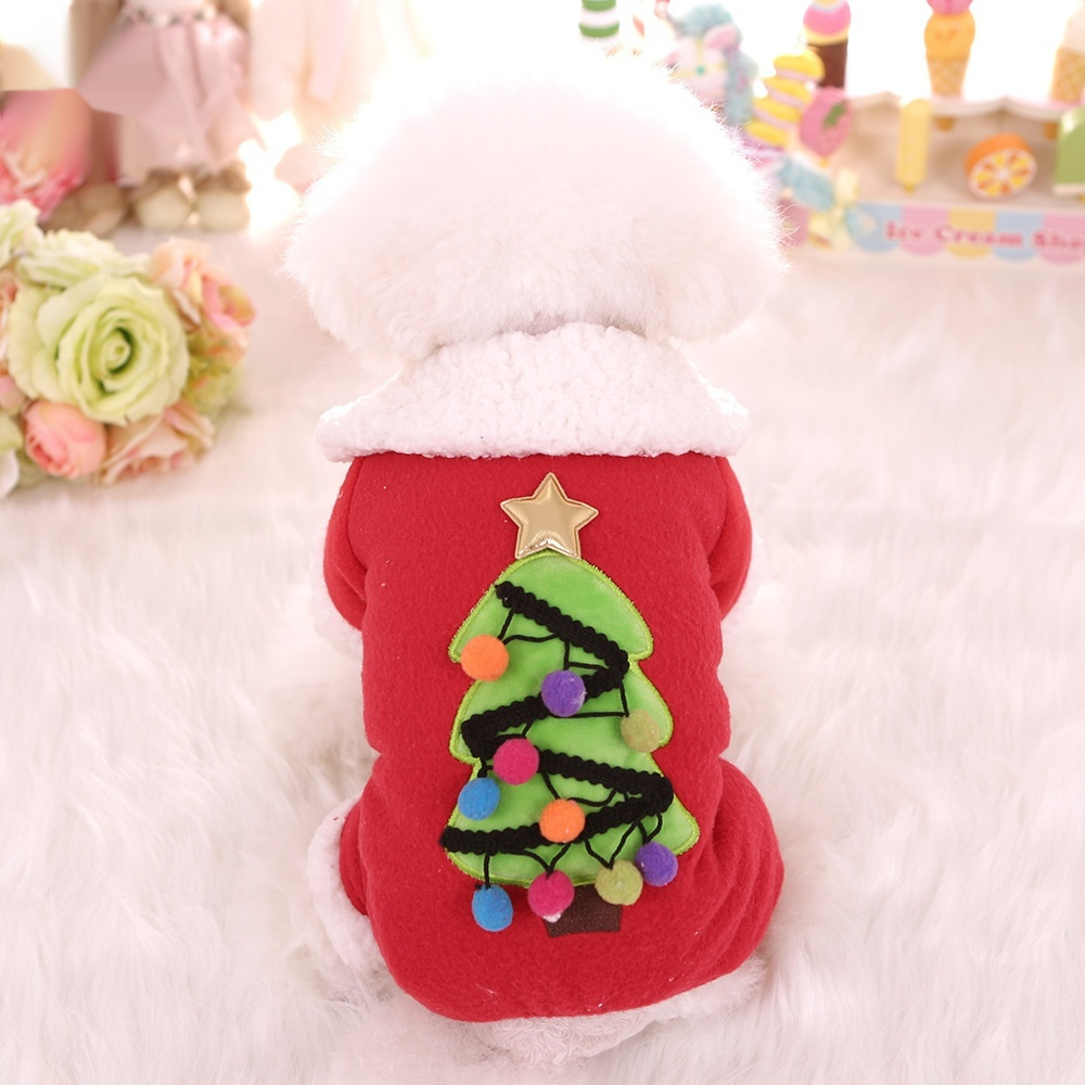 Pet Cat Dog Autumn And Winter Christmas Fleece-lined Thickened Cotton-padded Coat - Image 2