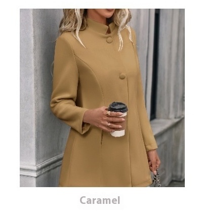 European And American New Fall And Winter Lapels Slim-fit Wool Solid Color Fashion Temperament Coat - Image 9