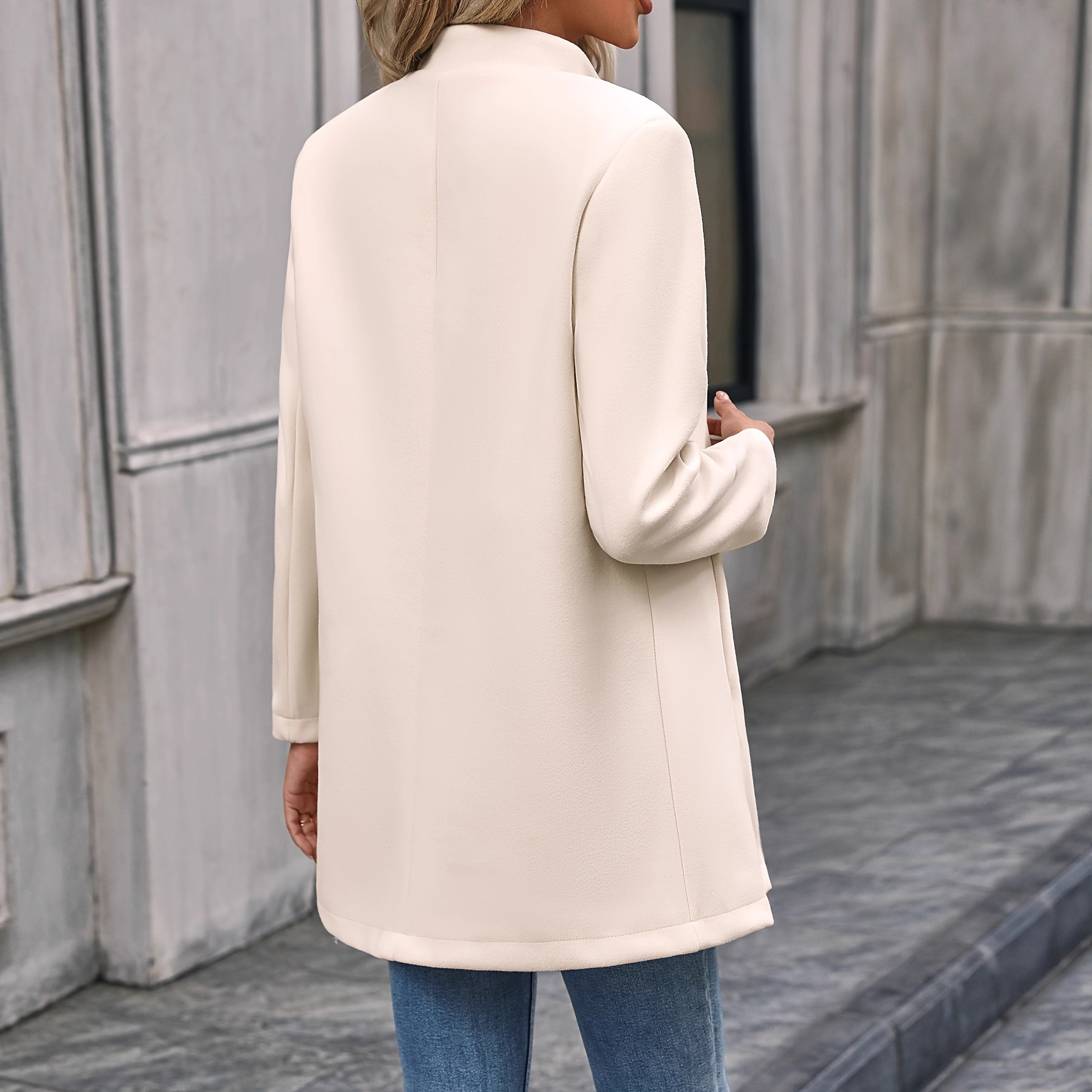 European And American New Fall And Winter Lapels Slim-fit Wool Solid Color Fashion Temperament Coat - Image 6