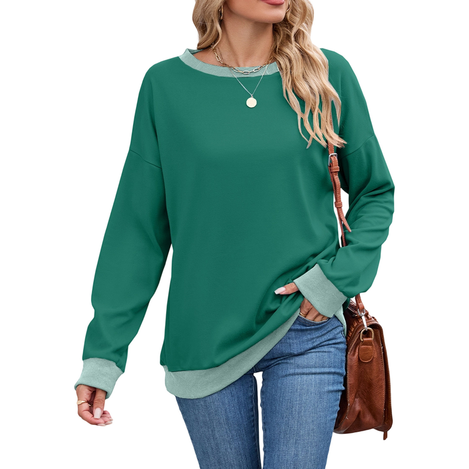 European And American Round Neck Loose Top - Image 3
