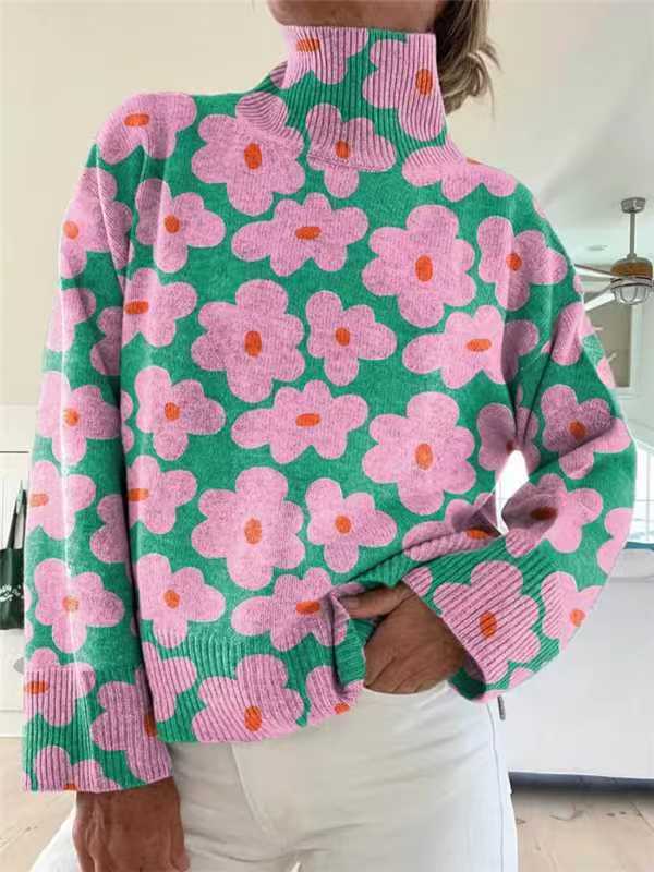 Christmas Abstract Print Casual Cape Jacket - Image 4