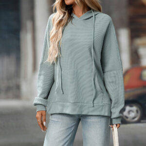 Waffle Knit Pullover Long Sleeve Sweater