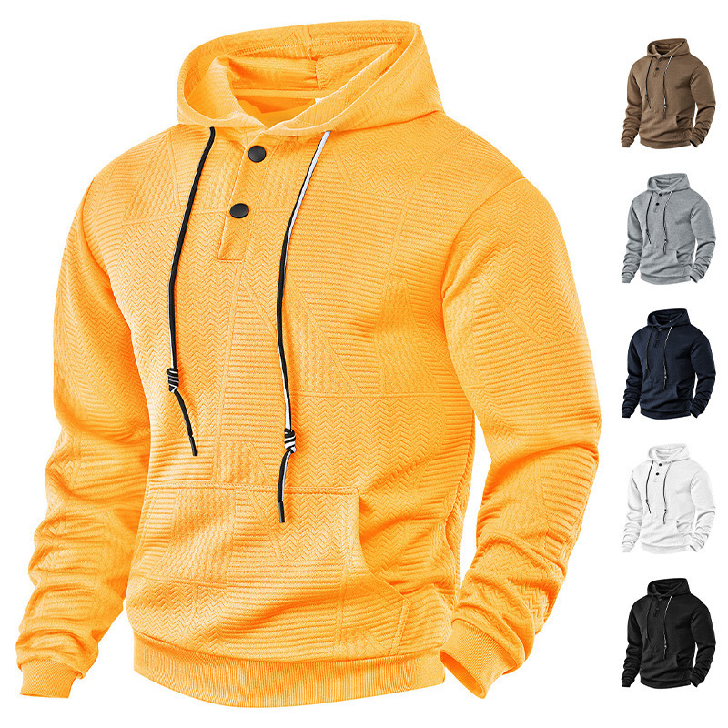 Pullover Solid Color Casual Sports Loose Long Sleeve Hooded Sweater Men - Image 5