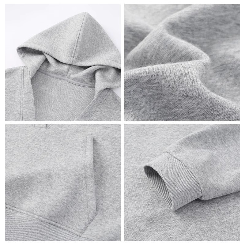 Gray Hooded Sweater For Women Fleece-lined Thick Loose Casual Sweatshirt - Image 8