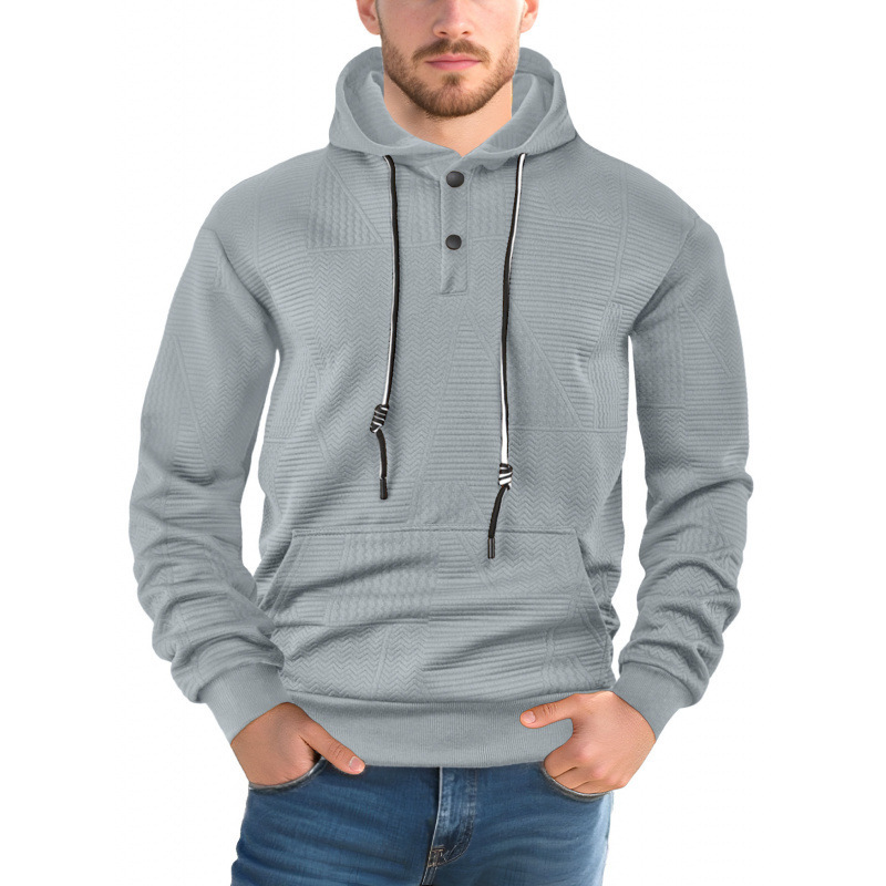 Pullover Solid Color Casual Sports Loose Long Sleeve Hooded Sweater Men - Image 2