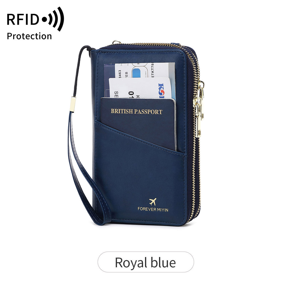 RFID Multi-functional Double Zipper Storage Crossbody Wallet - Image 5