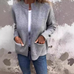 New Solid Color Casual Coat Zipper Sweater Cardigan