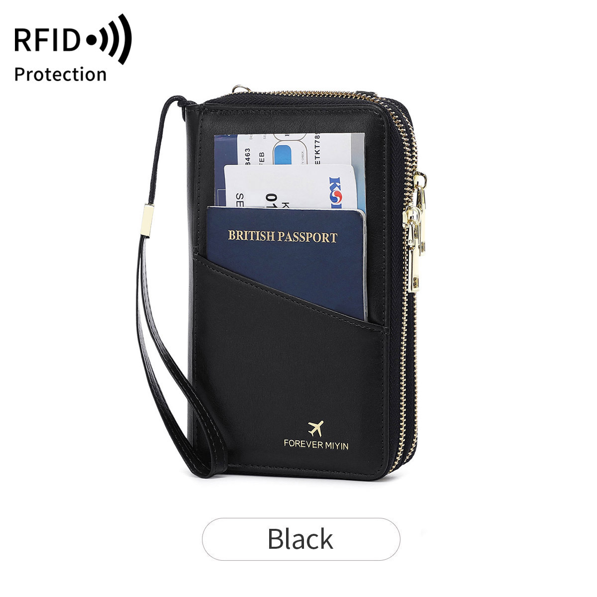 RFID Multi-functional Double Zipper Storage Crossbody Wallet - Image 8