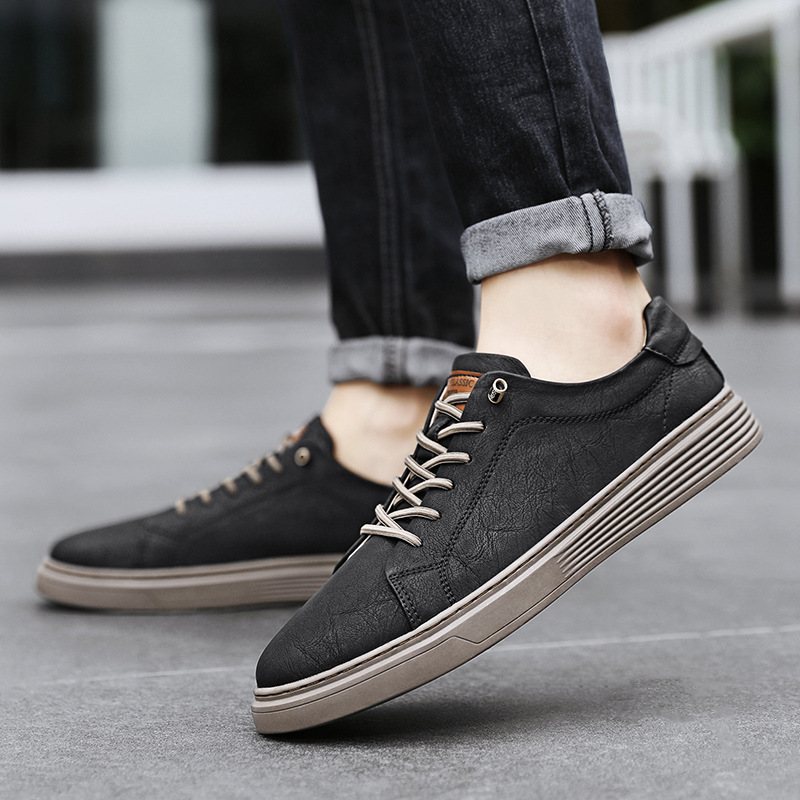 Low-top Men's Shoes Two-layer Cowhide Casual Sneakers - Image 2