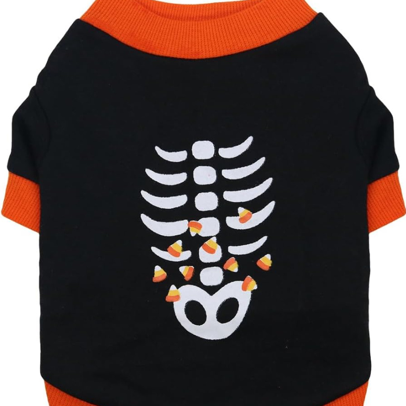 Dog Clothes Cat Shirts Halloween Dog Skeleton Costume Puppy Outfits Lightweight Sweatshirt Pet Apparel For Chihuahua Dachshund Kitten French
