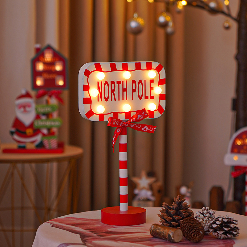 Christmas Road STOP Decorative Lights Wooden Atmosphere Led Colored Lamp - Image 6