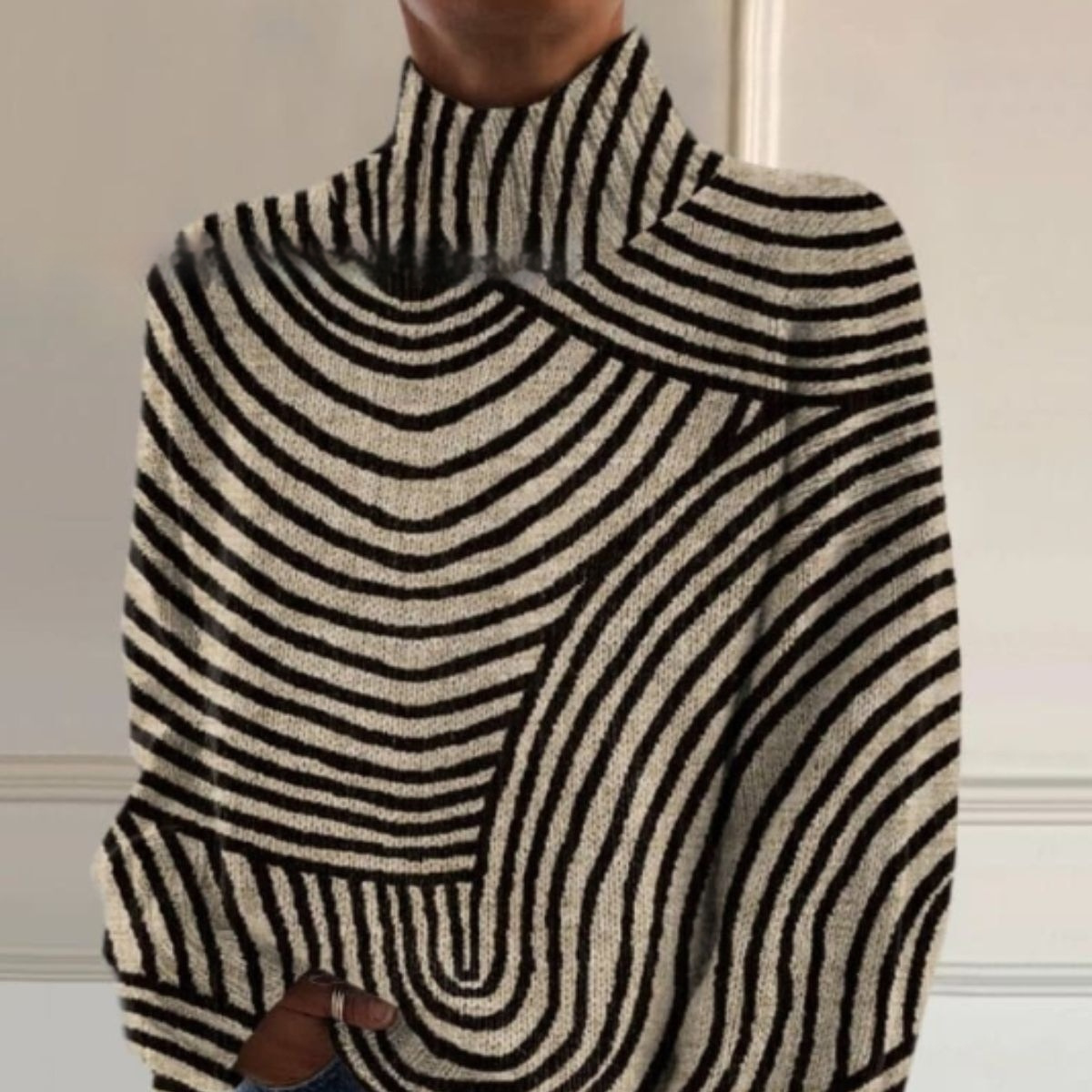 Color Matching Pattern Printing Autumn Winter Sweater