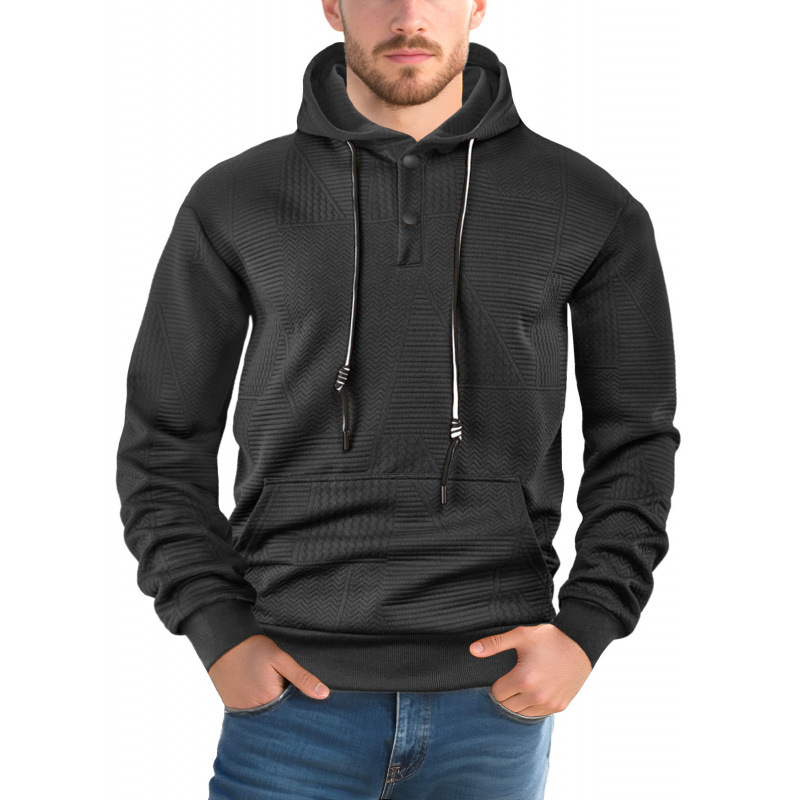 Pullover Solid Color Casual Sports Loose Long Sleeve Hooded Sweater Men - Image 8