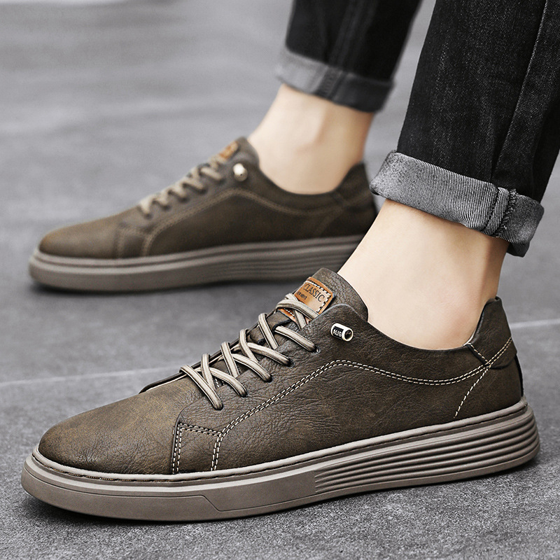 Low-top Men's Shoes Two-layer Cowhide Casual Sneakers - Image 7
