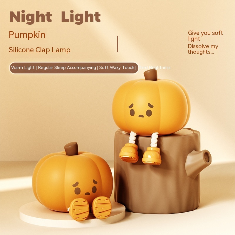 Pumpkin Lamp Small Night Lamp Halloween Silicone Pat Lamp Ambience Light - Image 3
