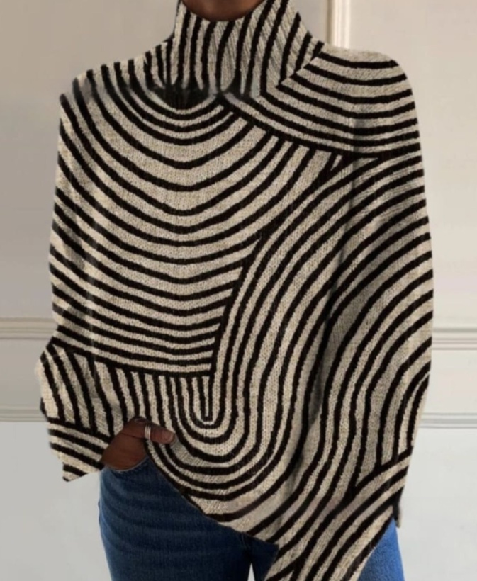 Color Matching Pattern Printing Autumn Winter Sweater - Image 2