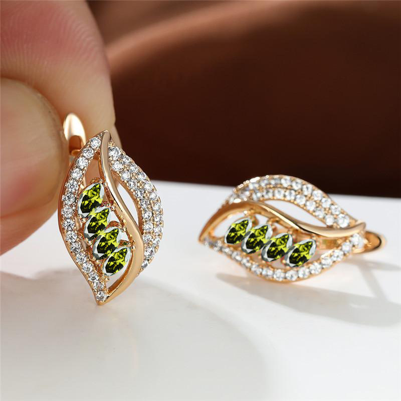 Ins Leaf-shaped Rhinestones Earrings Fashion Unique Zircon-encrusted Stud Earrings Women's Jewelry - Image 5
