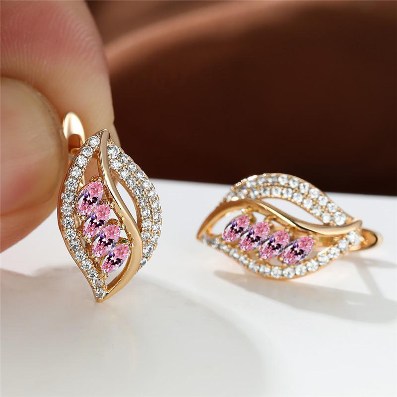 Ins Leaf-shaped Rhinestones Earrings Fashion Unique Zircon-encrusted Stud Earrings Women's Jewelry - Image 8